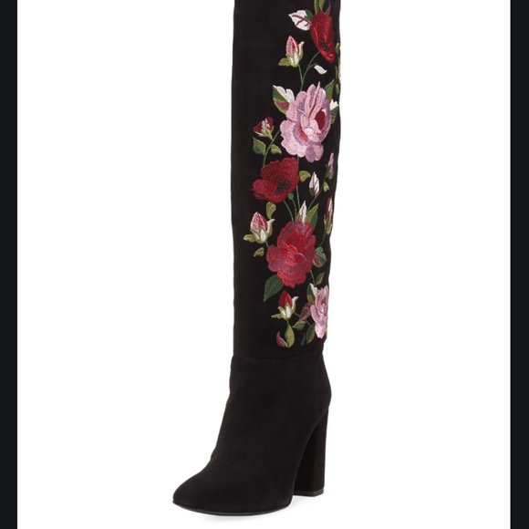 kate spade greenfield flower embroidered boots 6.5 - Picture 2 of 16